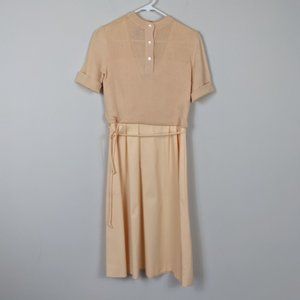 Vintage CIAO Ltd. 1980's Career Wear Belted Sweater Dress 100% Cotton